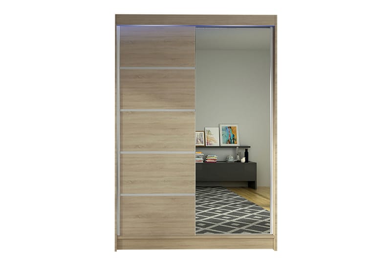 Liverpool Garderobe med Speil 120x200 cm - Beige - Oppbevaring - Garderober & garderobesystem