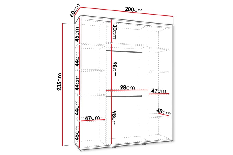 Norrebon Garderobe med Speil 200x235 cm - Beige - Oppbevaring - Garderober & garderobesystem