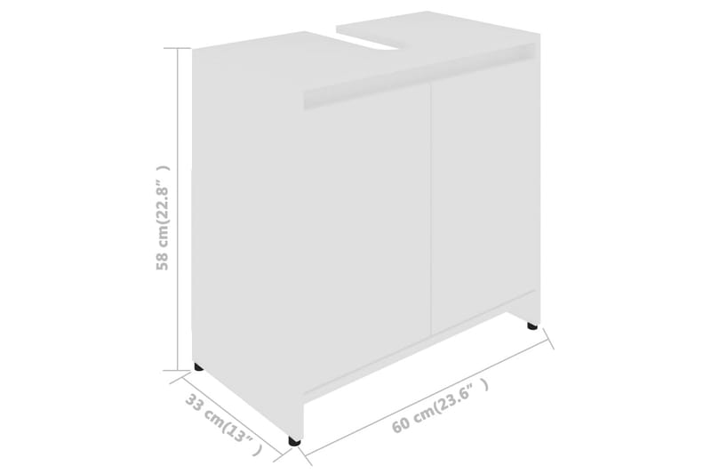 Baderomsskap hvit 60x33x58 cm sponplate - Hvit - Oppbevaring - Oppbevaring til baderom - Baderomsskap