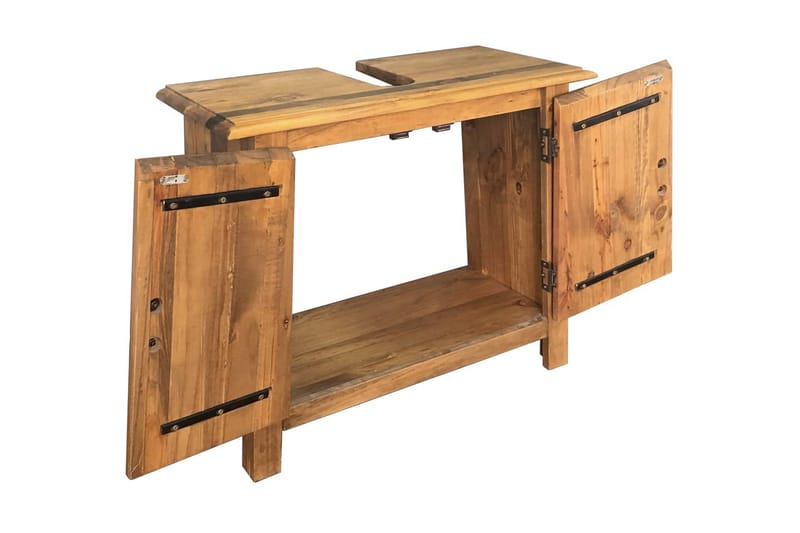 Baderomsskap heltre resirkulert furu 70x32x63 cm - Brun - Oppbevaring - Oppbevaring til baderom