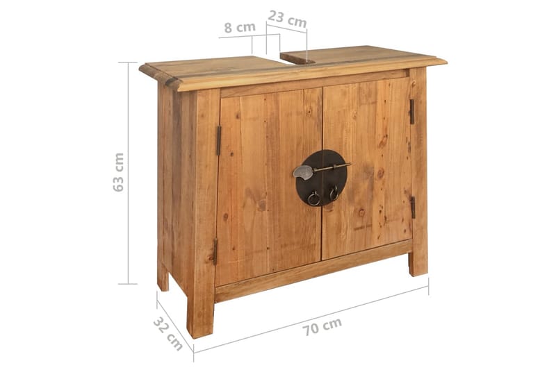 Baderomsskap heltre resirkulert furu 70x32x63 cm - Brun - Oppbevaring - Oppbevaring til baderom