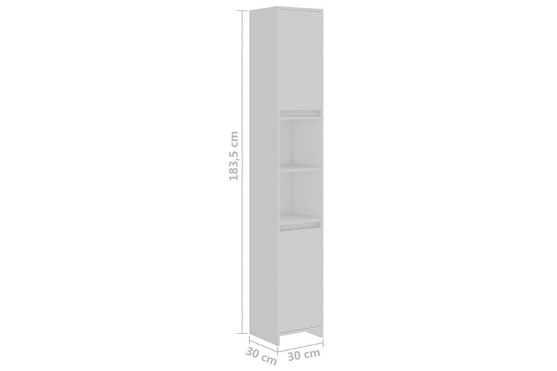 Baderomsskap hvit 30x30x183,5 cm sponplate - Hvit - Oppbevaring - Oppbevaring til baderom