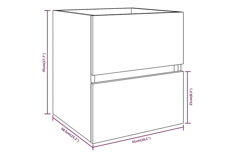 beBasic Servantskap brun eik 41x38,5x45 cm konstruert tre - Brun - Oppbevaring - Oppbevaring til baderom - Servantskap & kommode