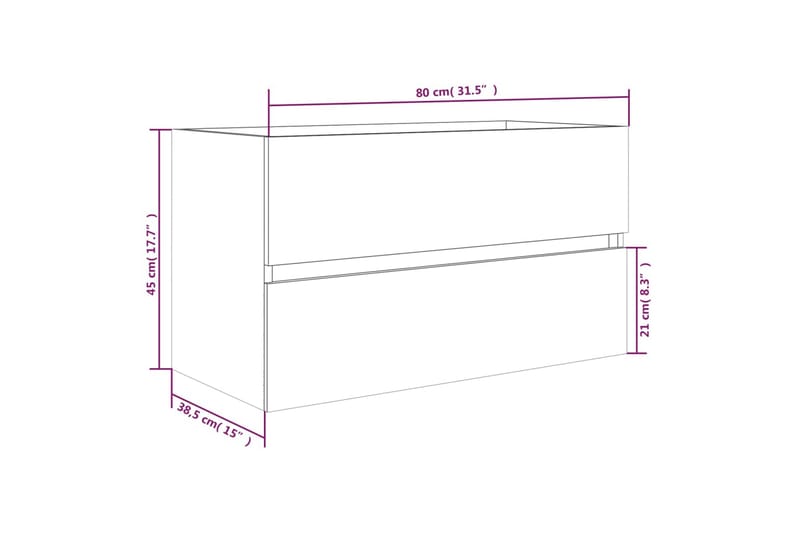 beBasic Servantskap røkt eik 80x38,5x45 cm konstruert tre - Brun - Oppbevaring - Oppbevaring til baderom - Servantskap & kommode