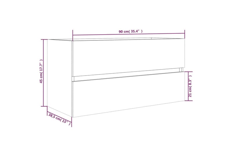 beBasic Servantskap røkt eik 90x38,5x45 cm konstruert tre - Brun - Oppbevaring - Oppbevaring til baderom - Servantskap & kommode