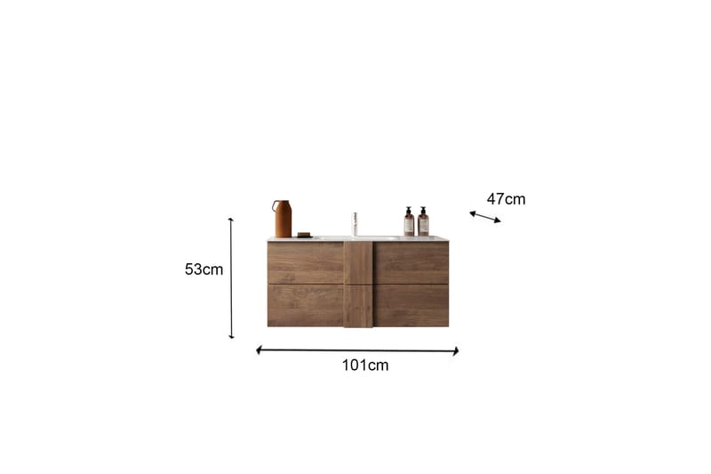 Helmund Tvättställsskåp 101x53 cm - Svart Brun - Oppbevaring - Oppbevaring til baderom - Servantskap & kommode