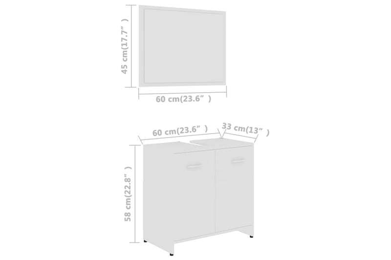 Baderomsmøbelsett hvit sponplate - Oppbevaring - Oppbevaring til baderom - Komplette møbelpakker