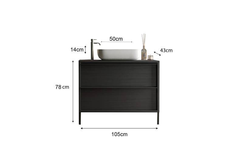 Parona Tvättställsskåp 105x78 cm - Svart - Oppbevaring - Oppbevaring til baderom - Servantskap & kommode