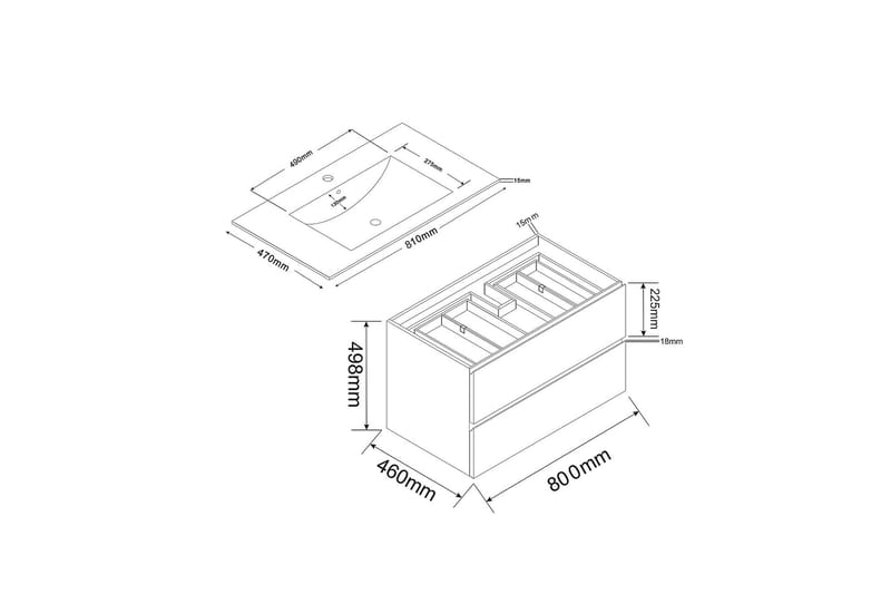 Servantskap Bathlife Eufori 800 - Hvit - Oppbevaring - Oppbevaring til baderom - Servantskap & kommode