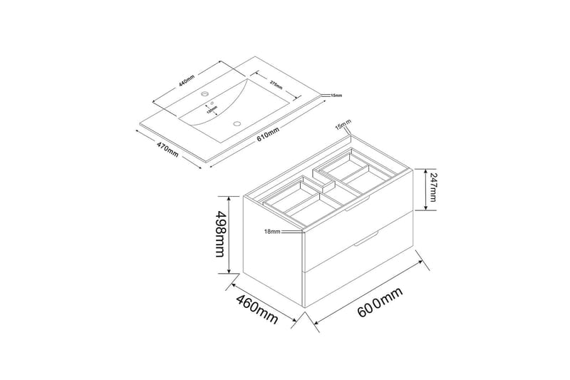 Servantskap Bathlife Glädje 600 - Svart - Oppbevaring - Oppbevaring til baderom - Servantskap & kommode