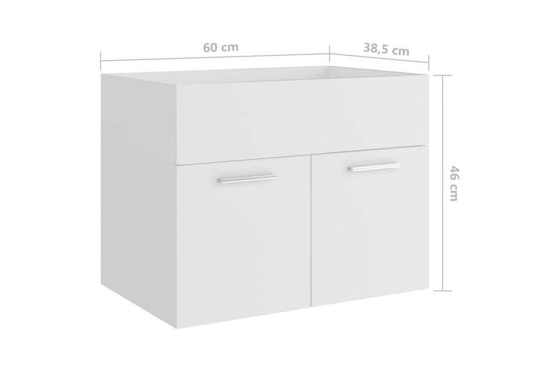 Servantskap hvit 60x38,5x46 cm sponplate - Hvit - Oppbevaring - Oppbevaring til baderom - Servantskap & kommode