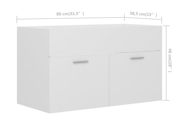 Servantskap hvit 80x38,5x46 cm sponplate - Hvit - Oppbevaring - Oppbevaring til baderom - Servantskap & kommode