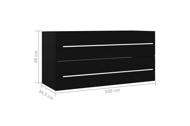 Servantskap svart 100x38,5x48 cm sponplate - Svart - Oppbevaring - Oppbevaring til baderom - Servantskap & kommode