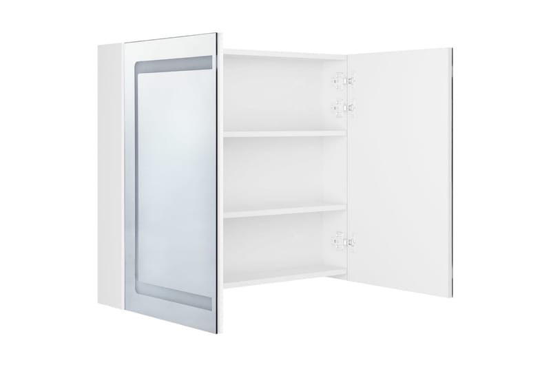 LED-speilskap til bad blank hvit 80x12x68 cm - Hvit - Oppbevaring - Oppbevaring til baderom - Speilskap