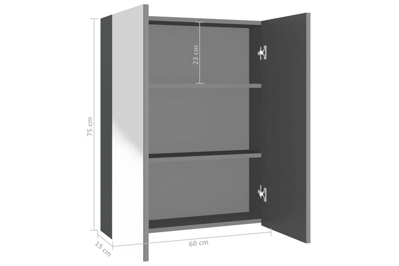 Speilskap til bad 60x15x75 cm MDF antrasitt - Antrasittgrå - Oppbevaring - Oppbevaring til baderom - Speilskap