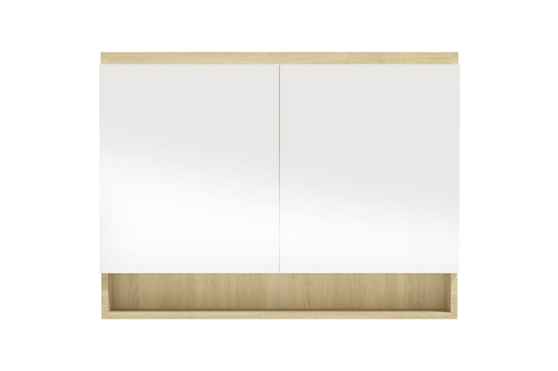 Speilskap til bad 80x15x60 cm MDF hvit og eik - Hvit - Oppbevaring - Oppbevaring til baderom - Speilskap