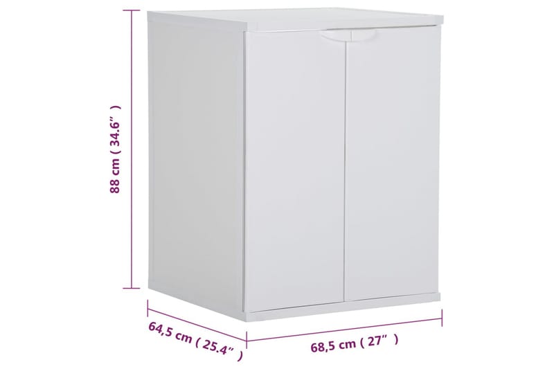 Vaskemaskinskap hvit 68,5x64,5x88 cm PVC - Hvit - Oppbevaring - Oppbevaring til baderom - Veggskap & høyskap