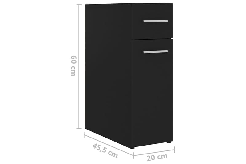 Apotekskap svart 20x45,5x60 cm sponplater - Svart - Oppbevaring - Oppbevaring til baderom - Veggskap & høyskap