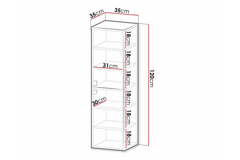 Høyskap Bad Glenndale 120 cm - Grå - Oppbevaring - Oppbevaring til baderom - Veggskap & høyskap