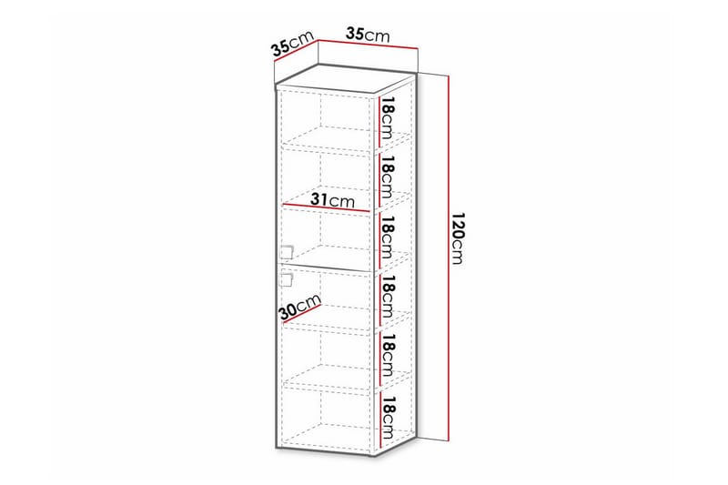 Høyskap Bad Glenndale 120 cm - Hvid - Oppbevaring - Oppbevaring til baderom - Veggskap & høyskap