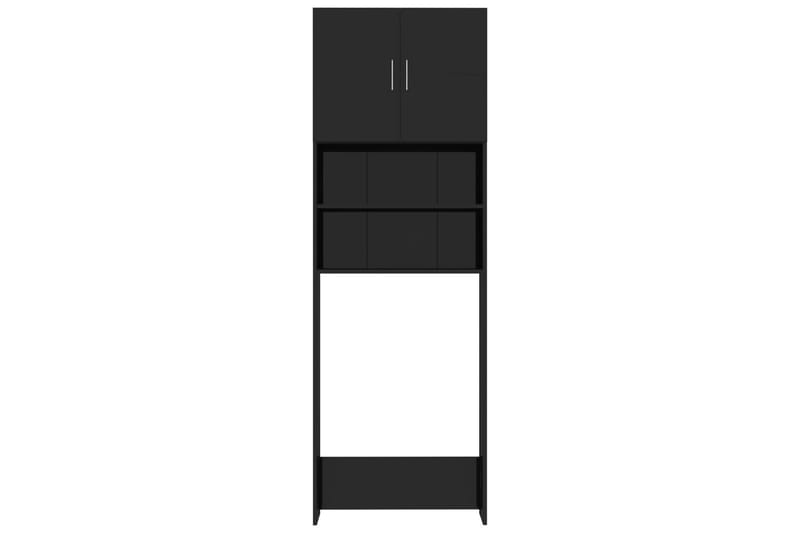 Vaskemaskinskap høyglans svart 64x25,5x190 cm sponplate - Hvit - Oppbevaring - Oppbevaring til baderom - Veggskap & høyskap