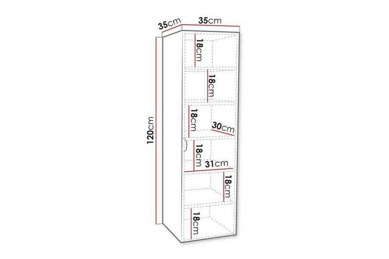 Veggskap Glenndale 35x35 cm - Grå - Oppbevaring - Oppbevaring til baderom - Veggskap & høyskap