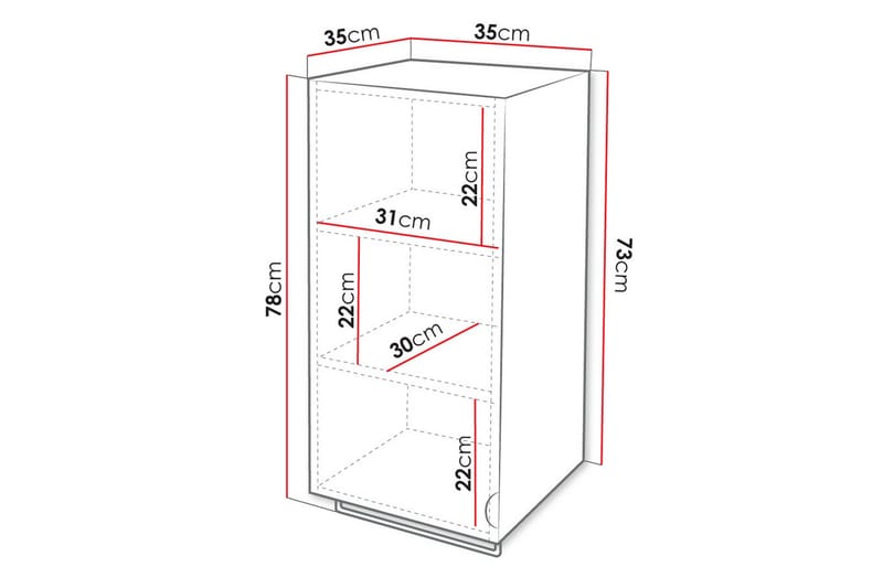 Veggskap Glenndale 35x35 cm - Grå - Oppbevaring - Oppbevaring til baderom - Veggskap & høyskap