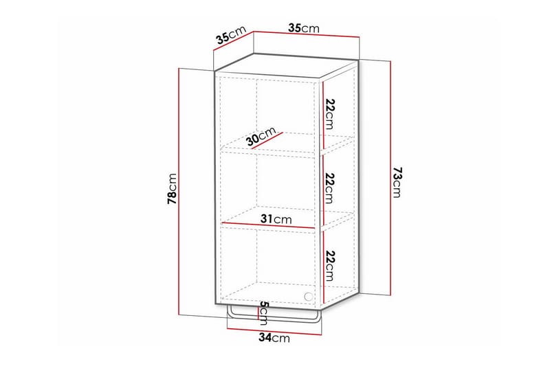 Veggskap Glenndale 35x35 cm - Hvid - Oppbevaring - Oppbevaring til baderom - Veggskap & høyskap