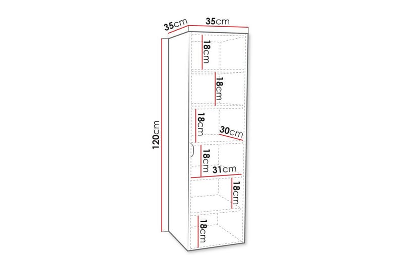 Veggskap Glenndale 35x35 cm - Hvid - Oppbevaring - Oppbevaring til baderom - Veggskap & høyskap