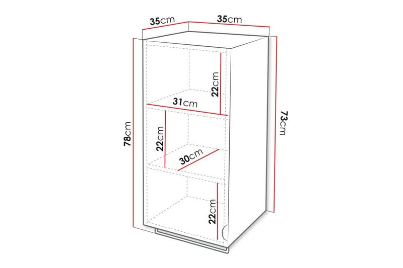 Veggskap Glenndale 35x35 cm - Hvid - Oppbevaring - Oppbevaring til baderom - Veggskap & høyskap