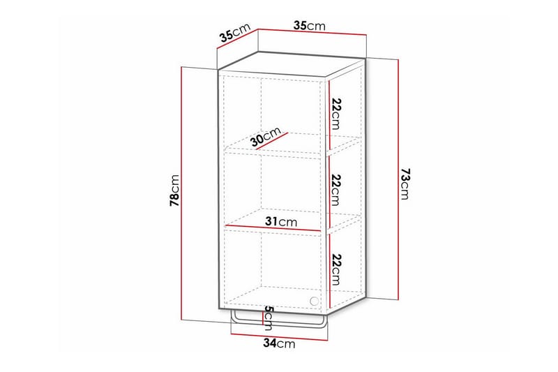 Veggskap Glenndale 35x35 cm - Svart - Oppbevaring - Oppbevaring til baderom - Veggskap & høyskap