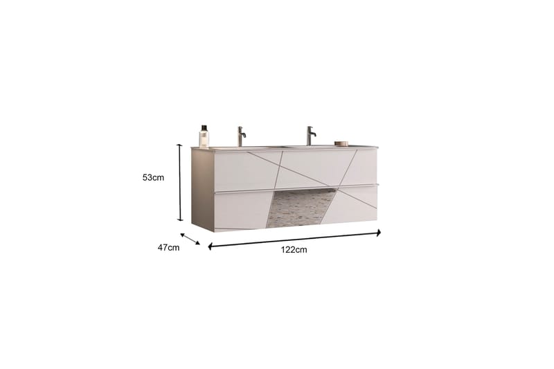 Vittoria Tvättställsskåp 122x53 cm - Hvit - Oppbevaring - Oppbevaring til baderom - Servantskap & kommode