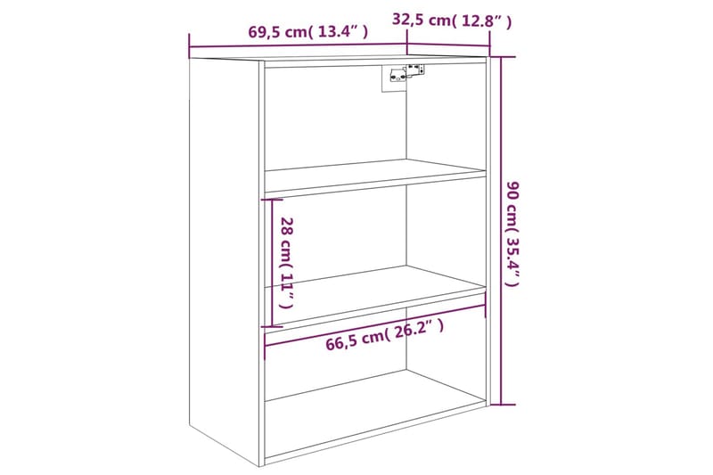 beBasic Hengende veggskap grå sonoma 69,5x32,5x90 cm - GrÃ¥ - Oppbevaring - Oppbevaring til småting - Vegghengt oppbevaring