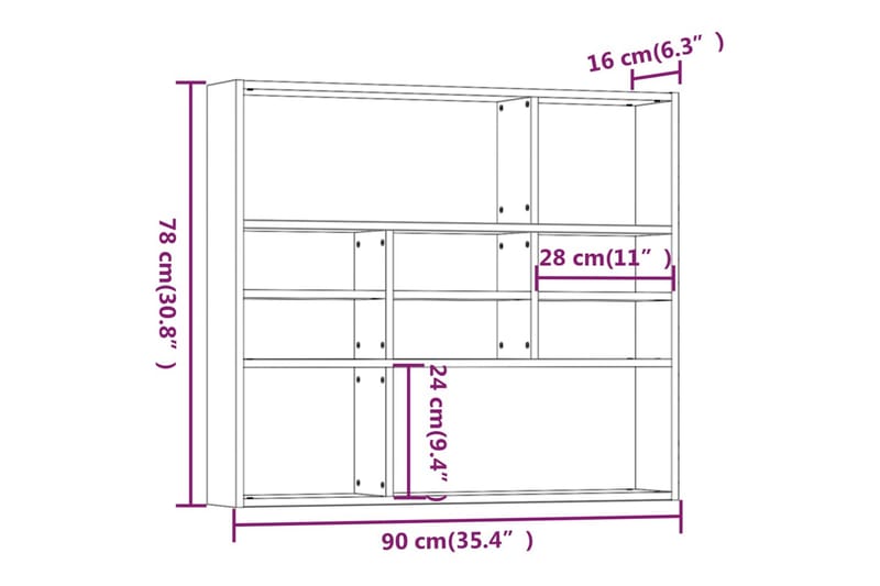 beBasic Vegghylle brun eik 90x16x78 cm konstruert tre - Brun - Oppbevaring - Hylle - Vegghylle