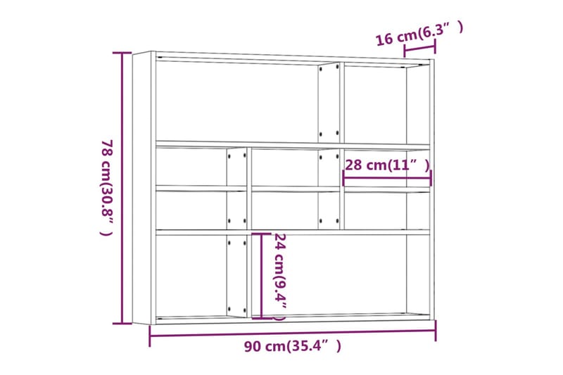 beBasic Vegghylle grå sonoma 90x16x78 cm konstruert tre - GrÃ¥ - Oppbevaring - Hylle - Vegghylle