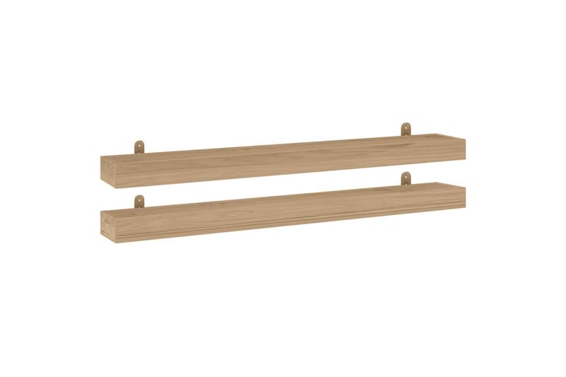 beBasic Vegghyller 2 stk 110x15x6 cm heltre teak - Brun - Oppbevaring - Hylle - Vegghylle