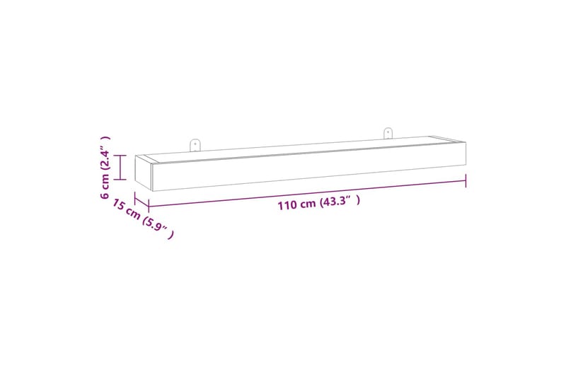 beBasic Vegghyller 2 stk 110x15x6 cm heltre teak - Brun - Oppbevaring - Hylle - Vegghylle