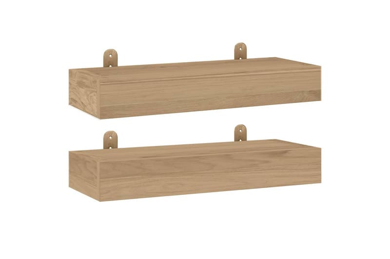 beBasic Vegghyller 2 stk 40x15x6 cm heltre teak - Brun - Oppbevaring - Hylle - Vegghylle