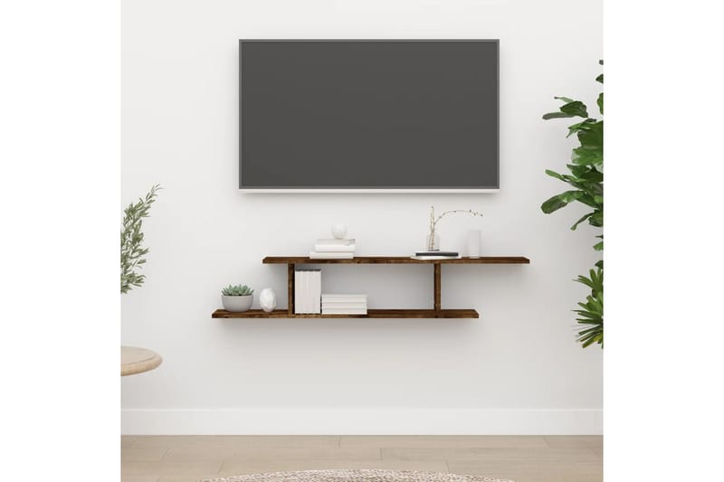 beBasic Veggmontert TV-hylle røkt eik 125x18x23 cm konstruert tre - Brun - Oppbevaring - Hylle - Vegghylle