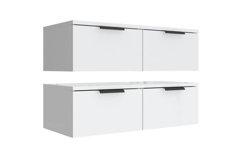 beBasic Veggskap 2 stk hvit 68x30x20 cm konstruert tre - Hvit - Oppbevaring - Hylle - Vegghylle