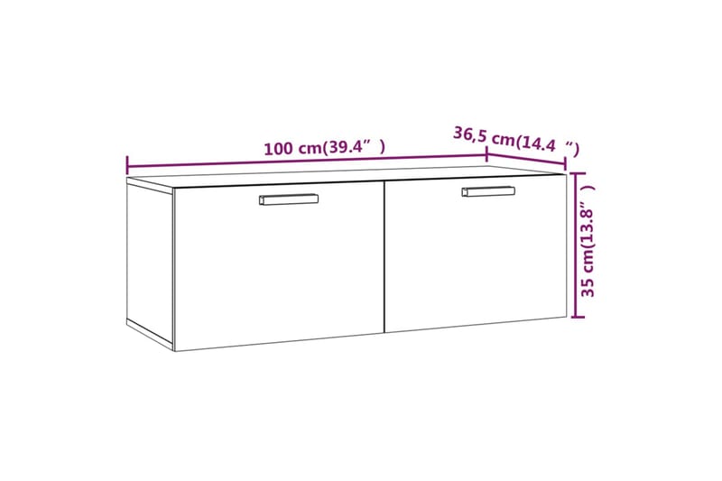 beBasic Veggskap betonggrå 100x36,5x35 cm konstruert tre - GrÃ¥ - Oppbevaring - Oppbevaring til småting - Vegghengt oppbevaring