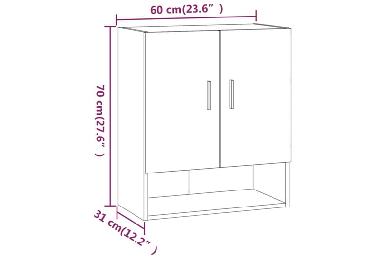 beBasic Veggskap betonggrå 60x31x70 cm konstruert tre - GrÃ¥ - Oppbevaring - Oppbevaring til småting - Vegghengt oppbevaring