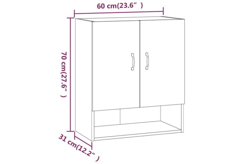 beBasic Veggskap betonggrå 60x31x70 cm konstruert tre - GrÃ¥ - Oppbevaring - Oppbevaring til småting - Vegghengt oppbevaring