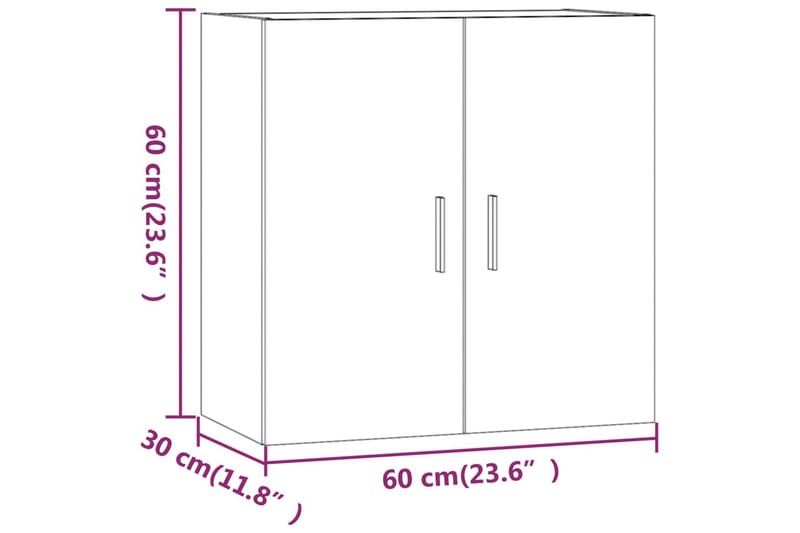 beBasic Veggskap brun eik 60x30x60 cm konstruert tre - Brun - Oppbevaring - Oppbevaring til småting - Vegghengt oppbevaring