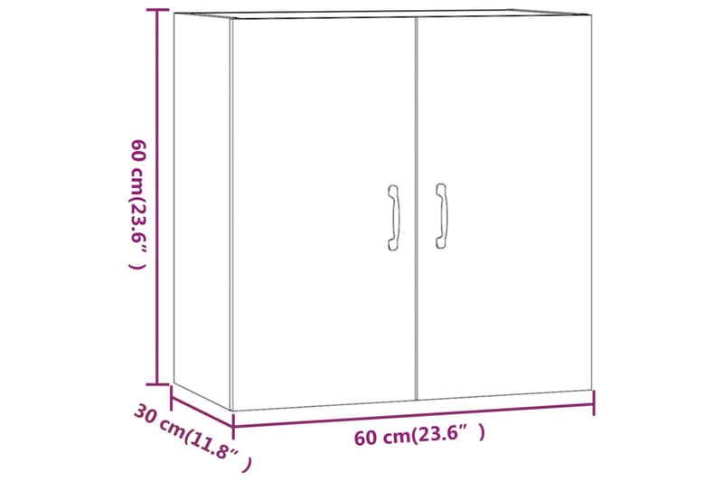 beBasic Veggskap brun eik 60x31x60 cm konstruert tre - Brun - Oppbevaring - Oppbevaring til småting - Vegghengt oppbevaring