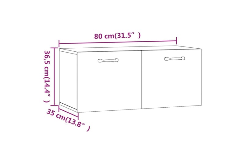 beBasic Veggskap brun eik 80x35x36,5 cm konstruert tre - Brun - Oppbevaring - Hylle - Vegghylle