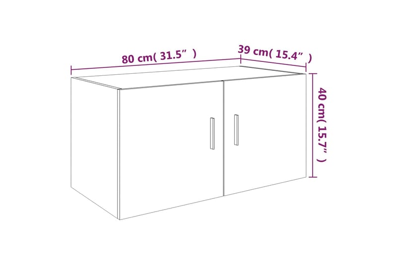 beBasic Veggskap brun eik 80x39x40 cm konstruert tre - Brun - Oppbevaring - Hylle - Vegghylle