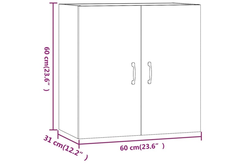 beBasic Veggskap hvit 60x31x60 cm konstruert tre - Hvit - Oppbevaring - Oppbevaring til småting - Vegghengt oppbevaring