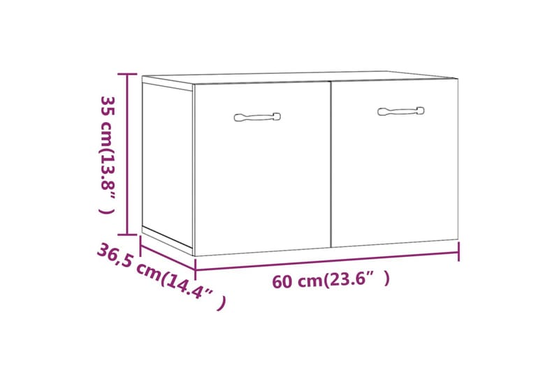 beBasic Veggskap hvit 60x36,5x35 cm konstruert tre - Hvit - Oppbevaring - Oppbevaring til småting - Vegghengt oppbevaring