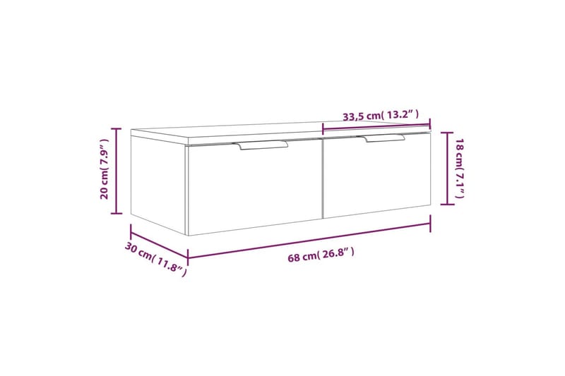 beBasic Veggskap hvit 68x30x20 cm konstruert tre - Hvit - Oppbevaring - Hylle - Vegghylle